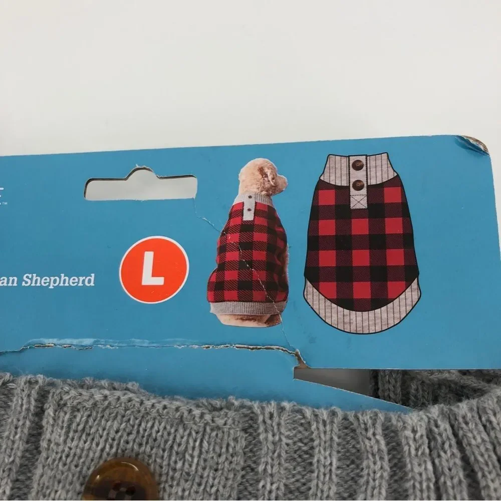 NEW VibrantLife Pet Sweater Size Large Red Plaid German Shepherd Labrador‎ Boxer